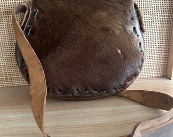 Vintage Handmade Leder Rindsleder Handtasche