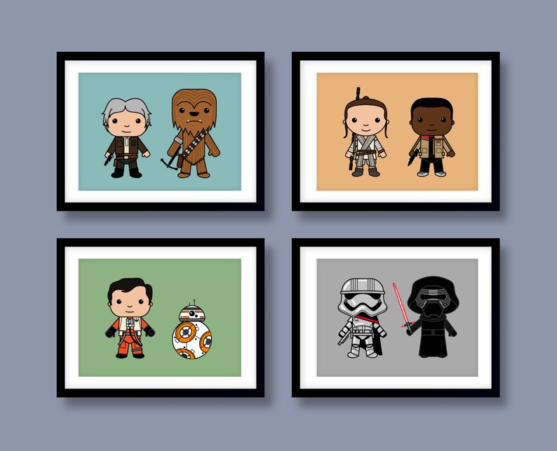 Star Wars Characters Han Solo Chewbacca Fin Storm Trooper Large Poster Art Print