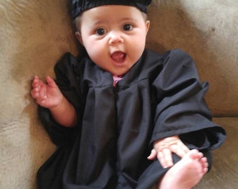 Baby Graduation Gown & Cap Black with tassel- In Stock Ready to Ship