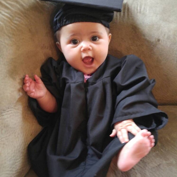 Baby Graduation Gown & Cap Black with tassel- In Stock Ready to Ship