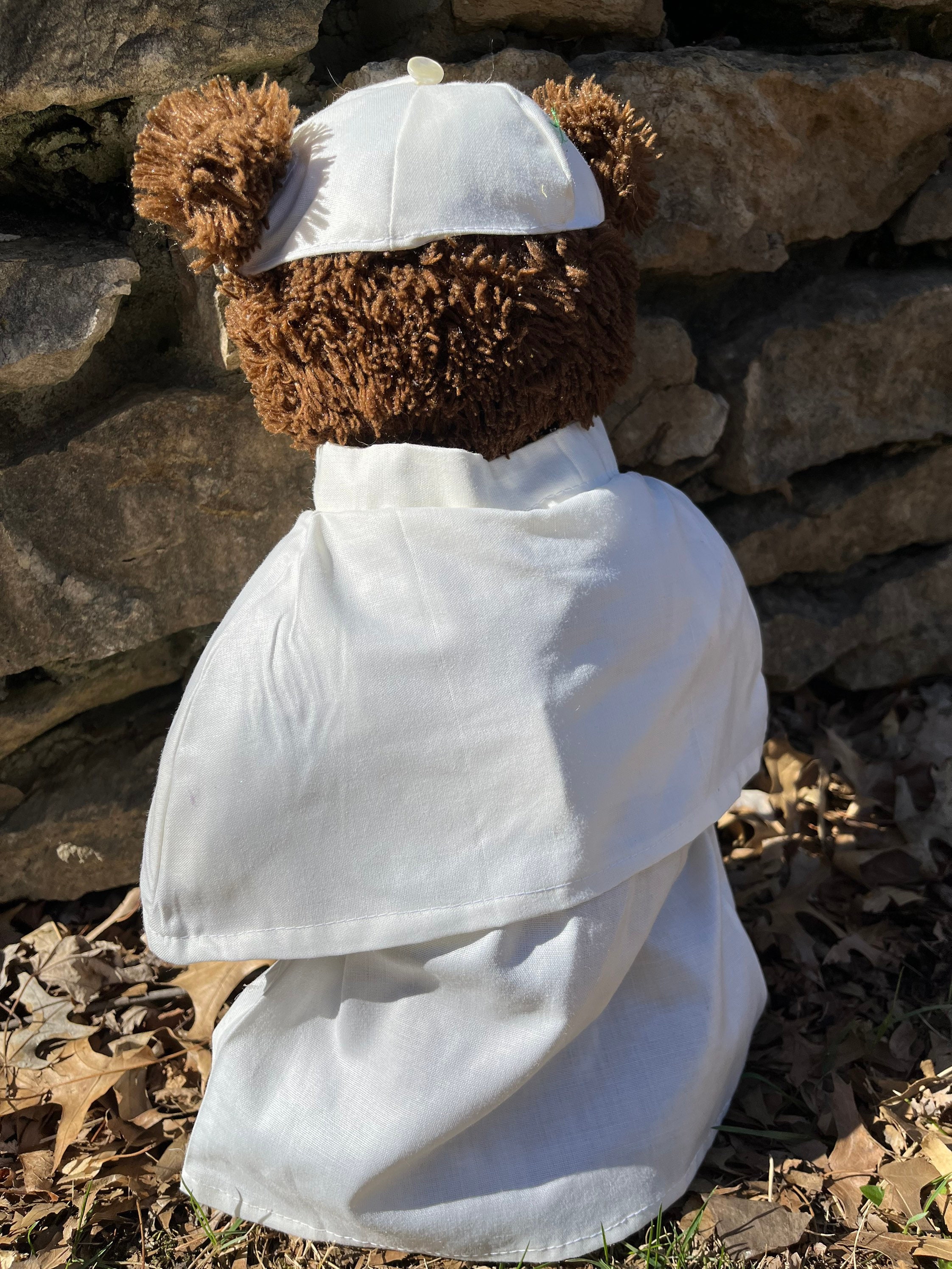 Niannyyhouse – Costume D’ours Pour Peluche 20cm – 6 Pièces : Chapeau, T-shirt, Gilet, Pantalon, Chaussures, Sac à Dos