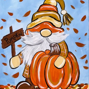DIY Fall Paint Party Gnome Pumpkin Painting Template, Traceable PDF Download