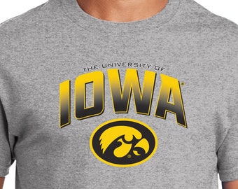 Iowa Hawkeyes Tee Shirt | Full Color IOWA Fade w/Tigerhawk Oval | Iowa Hawkeyes Shirt | Hawkeyes T-Shirt | Iowa Hawkeyes Apparel | 4 Colors