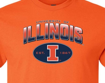Illinois Fighting Illini Shirt | Illinois T-Shirt Full Color Fade | Officially Licensed University of Illinois Apparel | Unisex Cotton Tees
