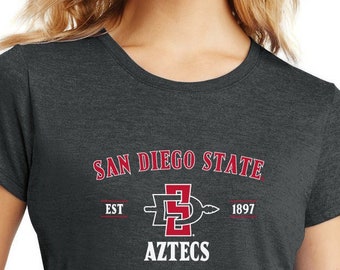 San Diego State Aztecs Women's Tshirt | Arch Primary Logo | SDSU Apparel | Women's Aztecs Shirt | Premium Super Soft Tri-blend Tee Shirt