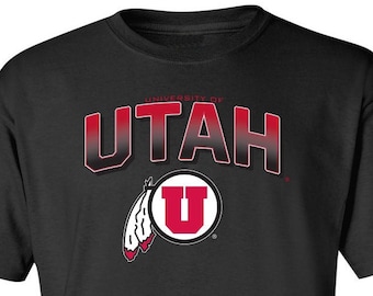 Utah Utes Tshirt | Utah Utes Shirt | Full Color Fade Feather Logo | Utah Utes Tee | Utah Utes Apparel | Big and Tall Utah Merch | Cotton Tee