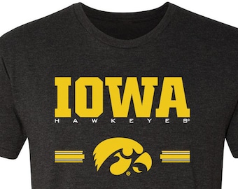 Iowa Hawkeyes Premium Tee Shirt | IOWA Horiz Stripe Tigerhawk | Iowa hawkeyes shirt hawkeye tshirt iowa tshirt iowa hawkeyes t-shirt apparel