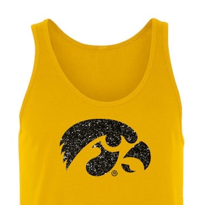 Iowa Hawkeyes Tank Top Black Glitter Tee hawkeye tanktop boutique hawkeyes apparel cute fashion top iowa game-day gear bling on gold