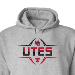 Utah Utes Hoodie | Utah Utes Sweatshirt | Utah Utes Hooded Sweatshirt | Striped UTES Football Laces | Utah Hoodie | Utah Utes Hooded Fleece