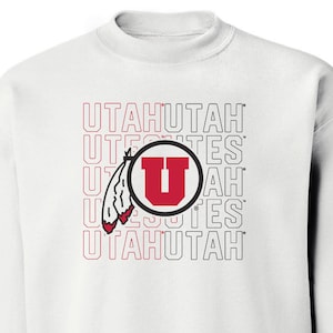 Utah Utes Crewneck Sweatshirt | Utah Utes Sweatshirt | Utah Sweatshirt | Utes pullover | Circle Feather Logo Overlay | Utah Crewneck Fleece