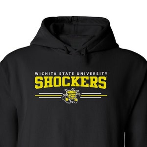 Wichita State Shockers Hoodie | WSU hooded sweatshirt | wichita state 3 Stripe Wushock | WSU shocker fleece sweat shirt | WSU apparel hood