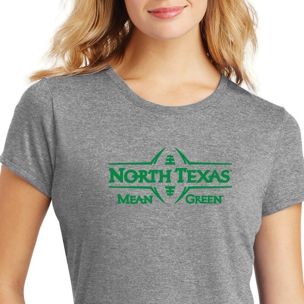 Women North Texas Mean Green Tshirt | Football Laces | North Texas Womens Short Sleeve Tee Shirt | UNT Boutique Apparel | Womens UNT Apparel