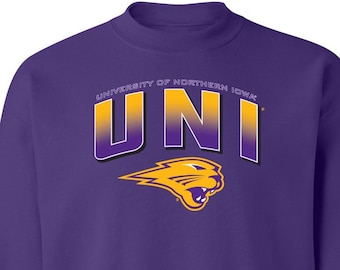 Northern Iowa Panthers Crewneck Sweatshirt | Full Color Fade | UNI Crewneck sweatshirt | University of Northern Iowa Apparel | Fleece Crew
