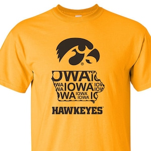 Iowa Hawkeyes Tee Shirt State Outline Iowa Hawkeye Shirt - Etsy