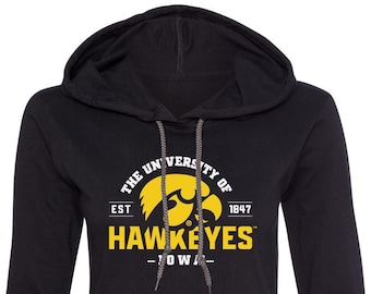 Womens Iowa Hawkeyes Tee Shirt The University Of Iowa Hawkeyes hooded t-shirt tigerhawk logo hawks gear pullover