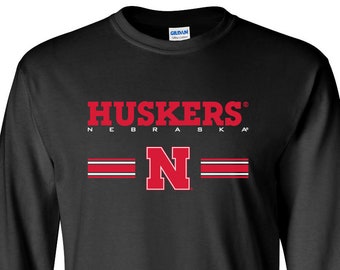 Camiseta de manga larga con rayas de los Nebraska Huskers, camiseta de los Nebraska Huskers, camiseta de los Nebraska Huskers, camiseta de los Nebraska Huskers, ropa de los Nebraska Huskers