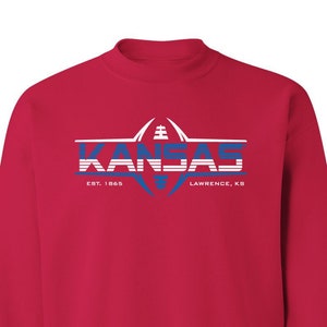 Kansas Jayhawks Sweatshirt | Football Laces | Jayhawks Crewneck | Kansas Sweatshirt | Kansas Jayhawks Apparel | Unisex Crewneck Fleece