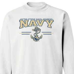 Navy Midshipmen Sweatshirt | Anchor Logo | Navy Crewneck | USNA Sweatshirt | Midshipmen Apparel | Navy Unisex Crewneck Fleece