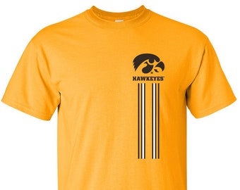 Iowa Hawkeyes Tee Shirt Vertical Stripe Tigerhawk Iowa Hawkeye shirt hawkeye t-shirt iowa tshirt iowa gear iowa hawkeye sport hawks apparel