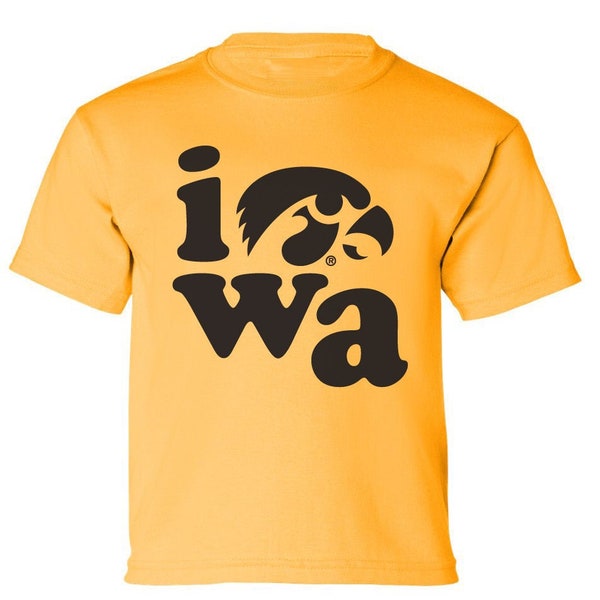 Iowa Hawkeyes Youth T-Shirt | Iowa Stacked | Youth Size Iowa Tee Iowa Hawks Youth Apparel Hawkeye Gear with Iowa Hawks kids tshirt boy shirt