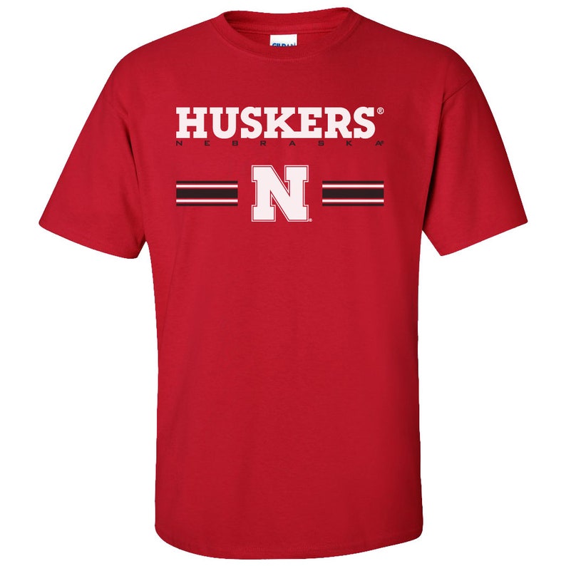 Nebraska Husker Tee Shirt Nebraska HUSKERS Stripe Block N Nebraska Huskers Shirt Cornhusker Tee
