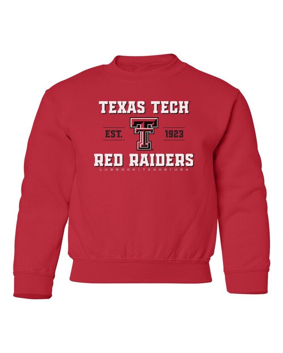 CornBornApparel Texas Tech Youth Crewneck Sweatshirt | Red Raiders Est 1923 | Kids Texas Tech Sweatshirt | Youth Sweatshirt Crewneck Texas Tech Kids Fleece