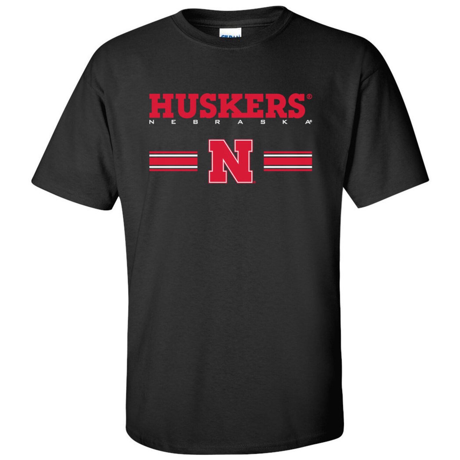Nebraska Husker Tee Shirt Nebraska HUSKERS Stripe Block N Nebraska