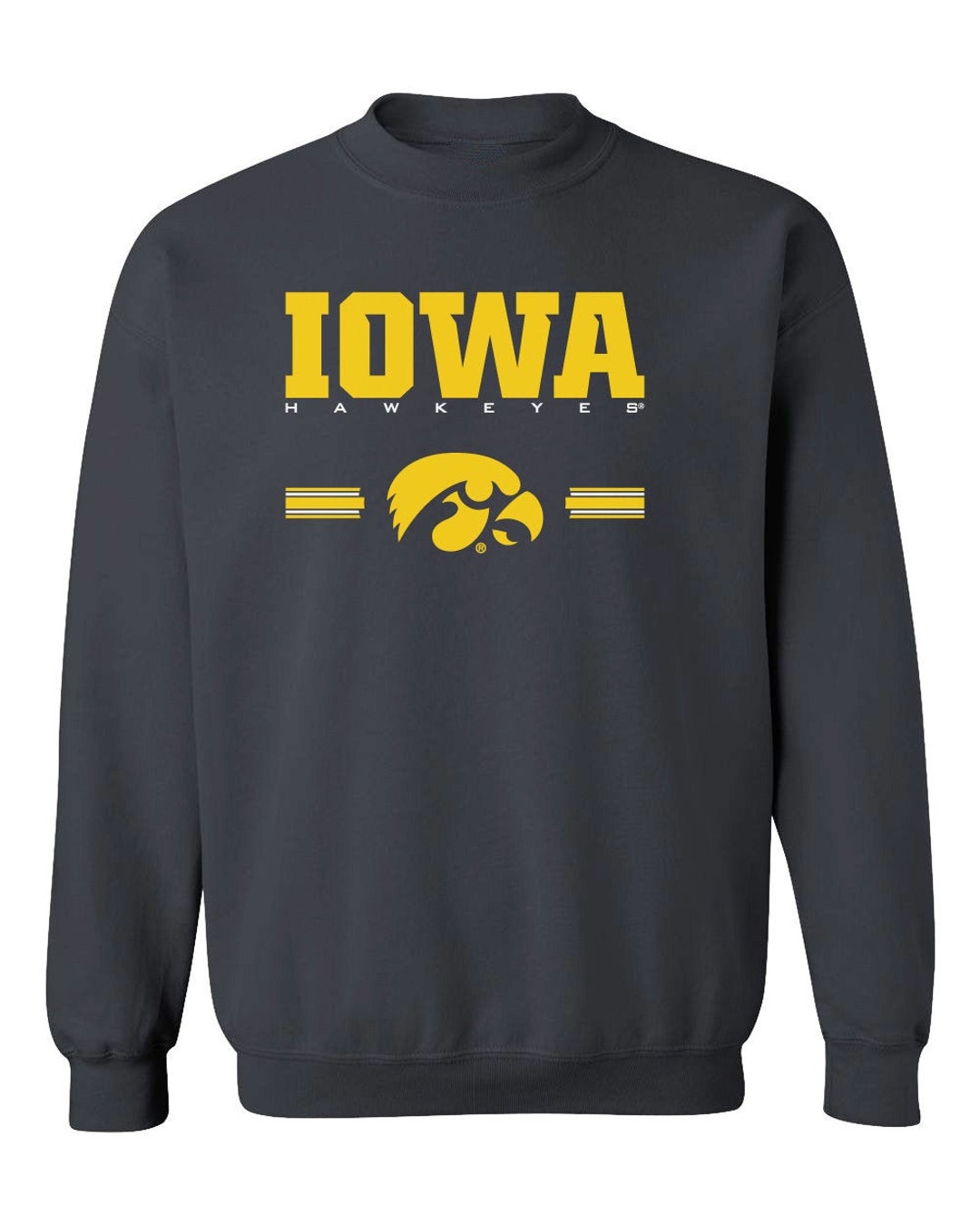 Iowa Hawkeyes Sweatshirt Horiz Stripe With Tigerhawk Iowa - Etsy