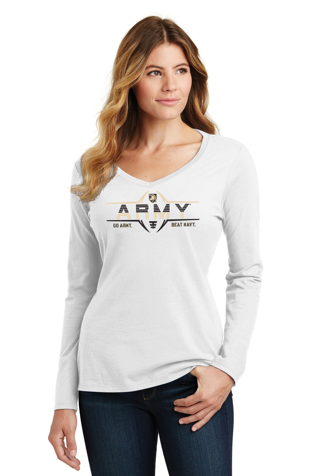 Womens Army Tshirt | Football Laces | Army Black Knights Womens Long ...