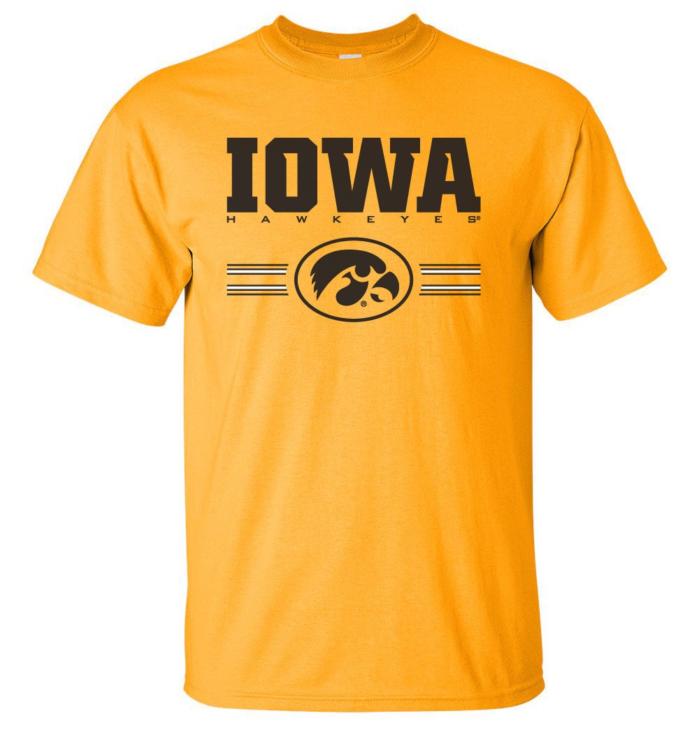 Iowa Hawkeyes Tee Shirt Horizontal Stripe Tigerhawk Oval Iowa