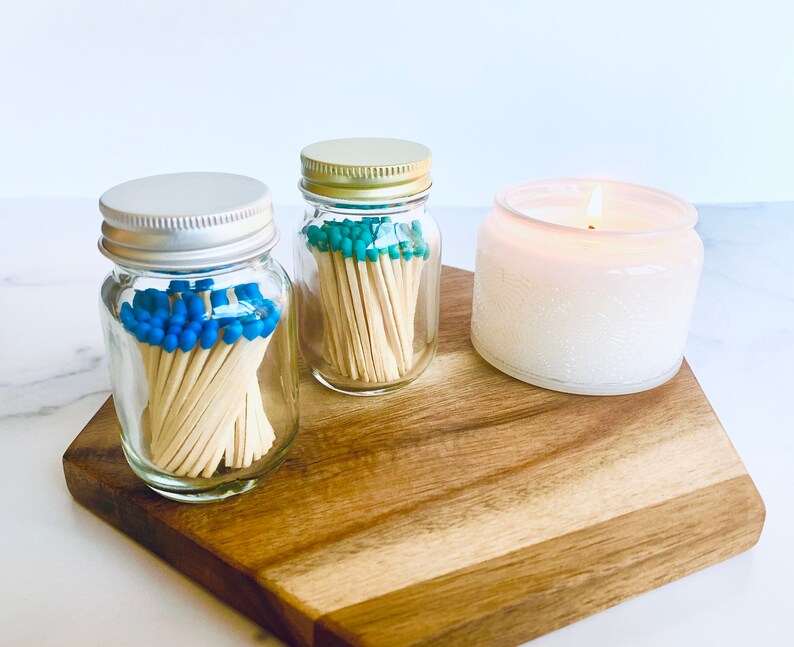 Mini Mason Matchstick Jar Colored Tip Matches Strike On Etsy