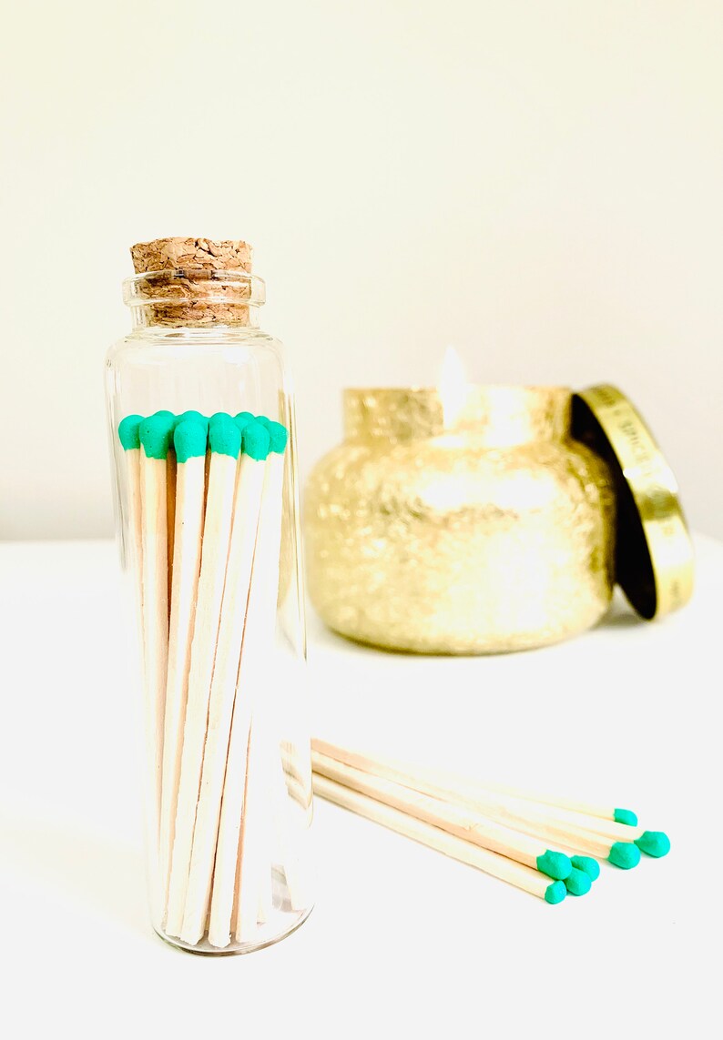 Tall Matchstick Jar Colored Tip Matches Strike On Bottle Etsy
