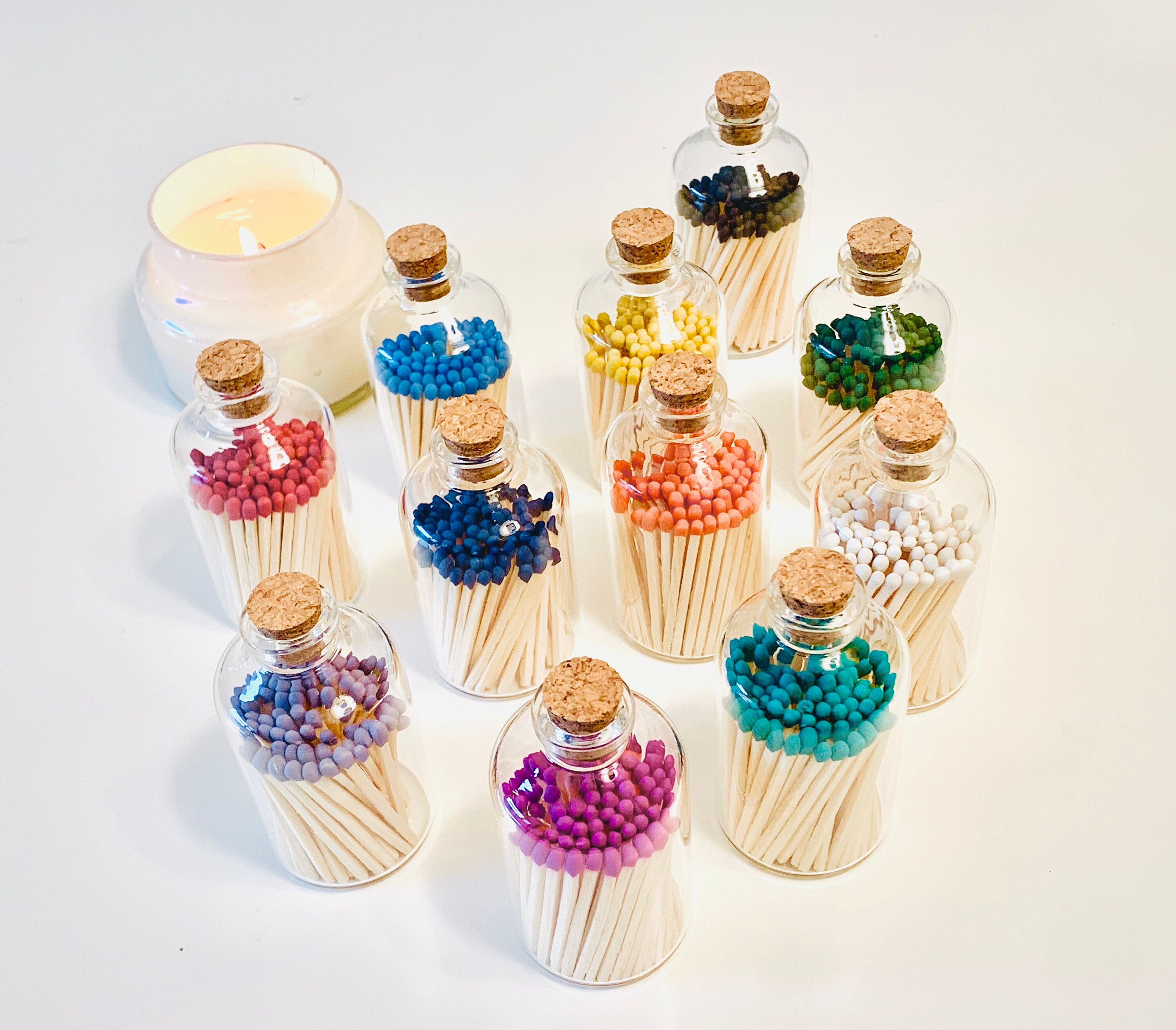 Matchstick Jar Colored Tip Matches Strike On Bottle Etsy
