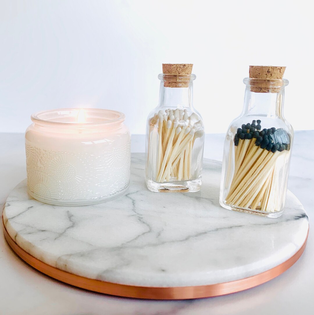 Square Matchstick Jar Colored Tip Matches Strike on Bottle Etsy