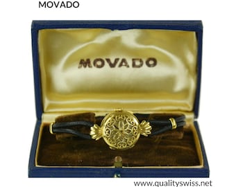 Movado 18K Gold Lady&#39;s High Fashion Art Deco Wristwatch, Switzerland 1945