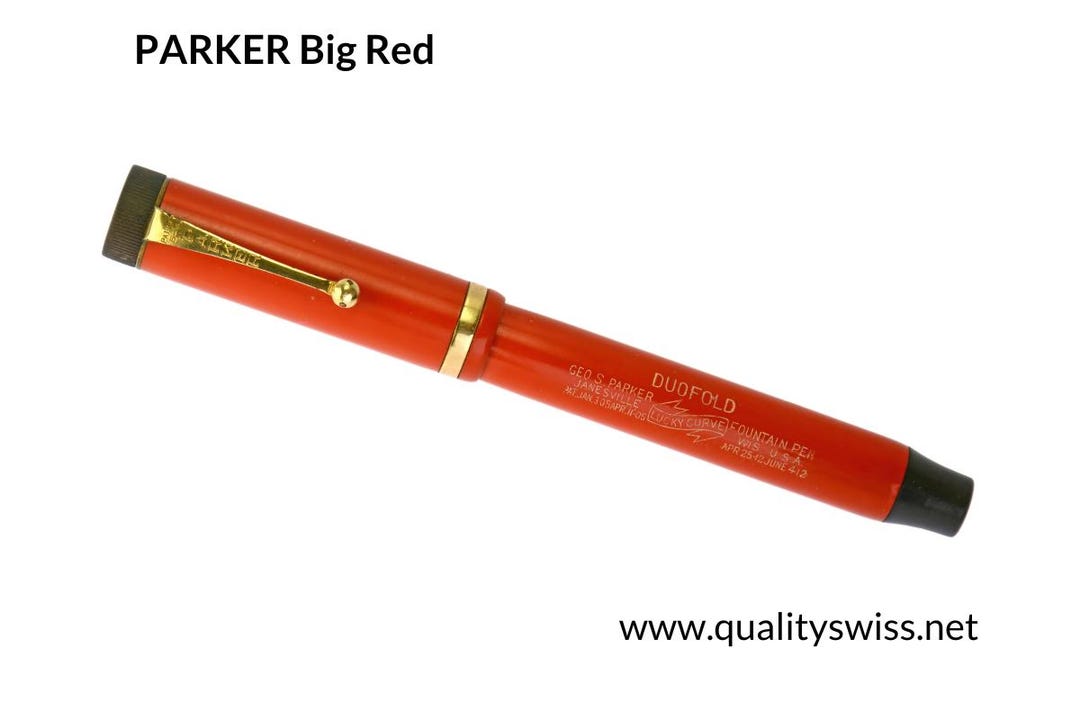 Parker “big Red” Senior Duofold Lucky Curve Fountain Pen Complete