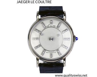 Automatic Vacheron & Constantin LeCoultre Gentleman’s 14K Solid White Gold Diamond Encrusted “Mystery Dial” Wristwatch, Swiss ca 1957