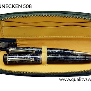 Juego de pluma estilográfica y portaminas Soennecken 508 Sapphire Pearl Web, Alemania, década de 1930