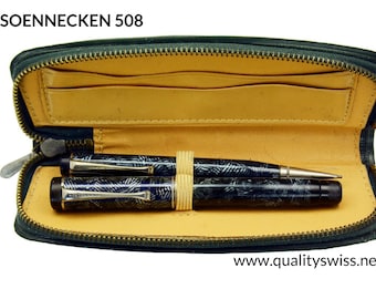 Soennecken 508 Sapphire Pearl Web Fountain Pen and Pencil Set, Germany 1930s