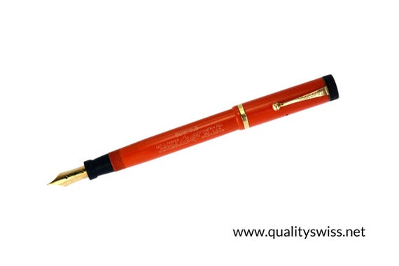 Parker “big Red” Senior Duofold Lucky Curve Fountain Pen Complete