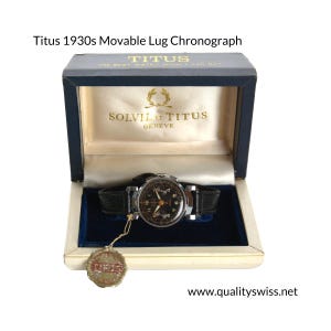 Titus (Ditisheim) 1930s Movable Lug Chronograph Wristwatch