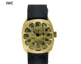 IWC WWI 18 K Gold Officer&#39;s Wristwatch with Original 18K Shrapnel Guard, Swiss ca 1918