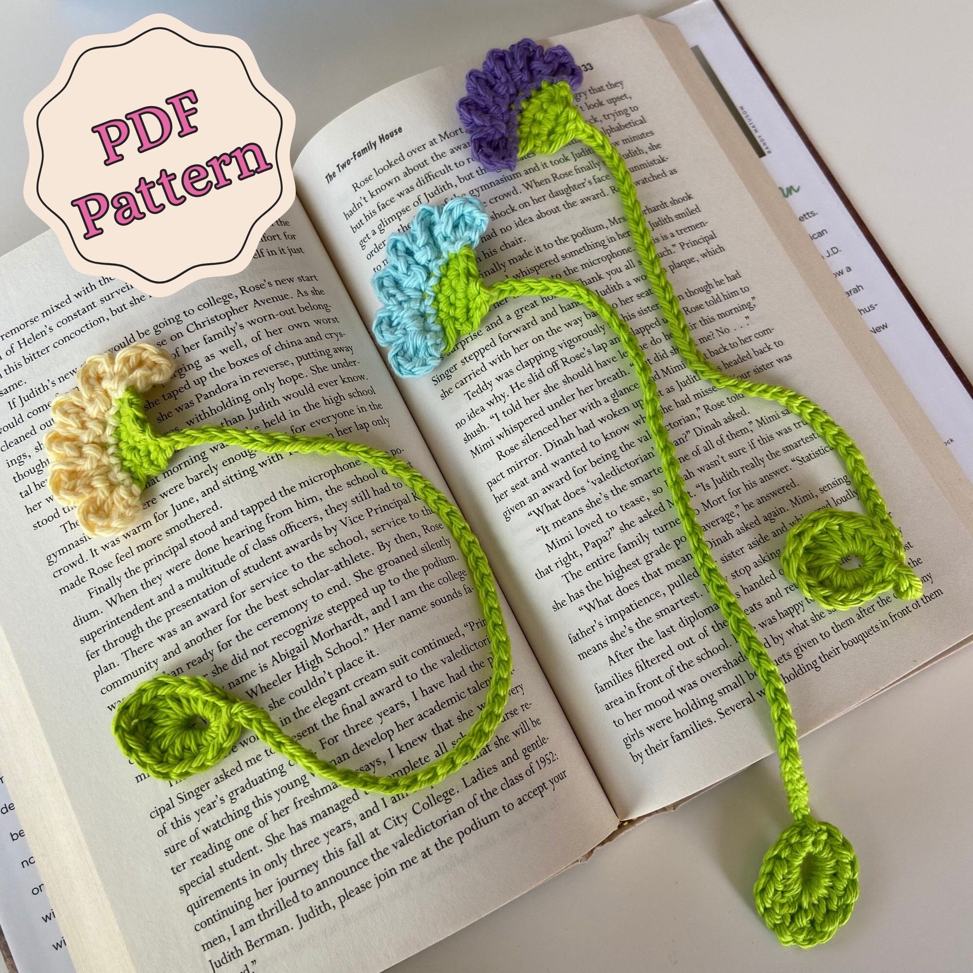 Crochet Pressed Flower Bookmark Pattern: Beginner-friendly
