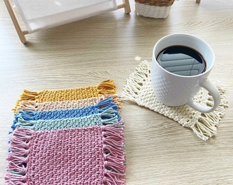 Boho Decor, Set of Mug Rugs, Boho Decor Living Room, Crochet Drink Coaster, Mug Rugs, Boho Home Decor