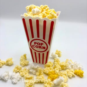 Crochet Popcorn Play Food Set, Pretend Movie Snack, Play Kitchen Accessory, Dramatic Play Toy, Kids Pretend Food