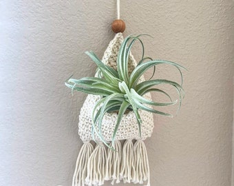 Wall hanging basket, air plant hanger, hanging planter, boho wall decor, crochet wall decor, available in sets