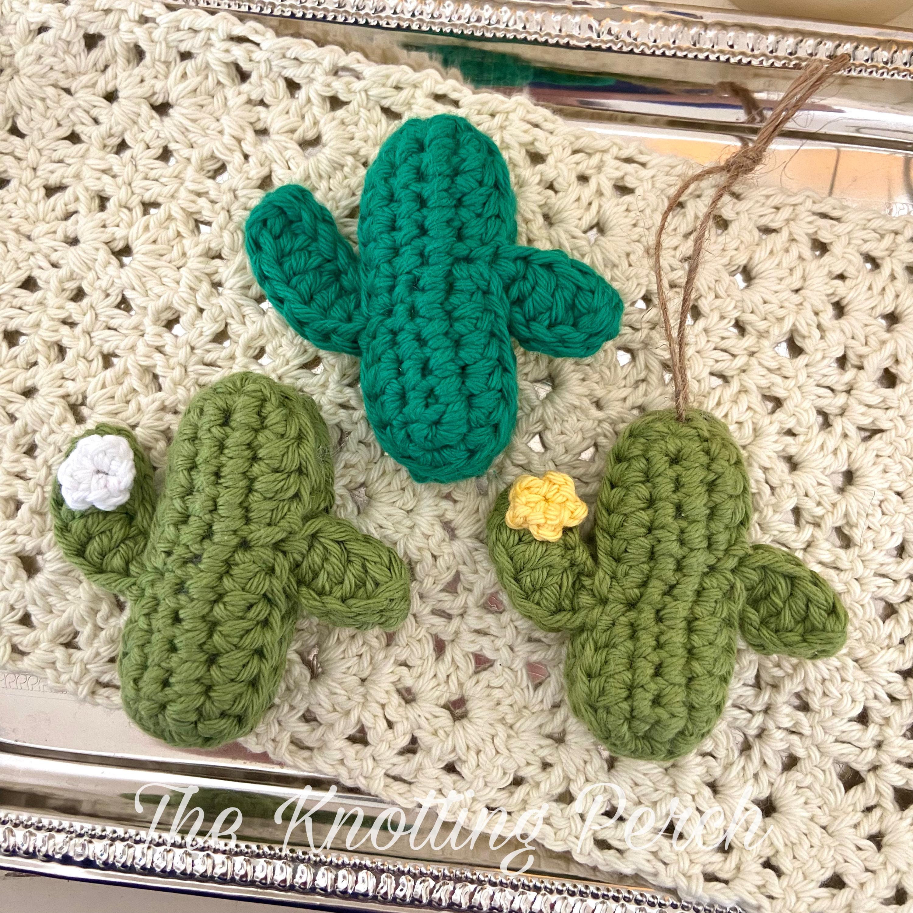 サボテンの飾り、サボテンの装飾、かぎ針編みのサボテン、多肉植物