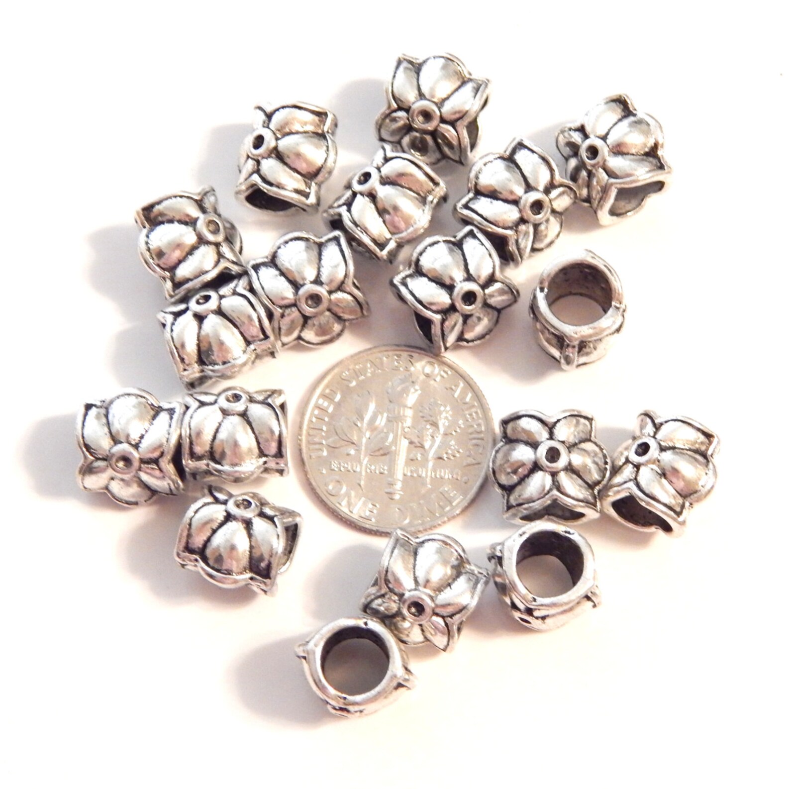 Flower Hair Beads 9mm 5pcs Dread Beads European Spacer Etsy