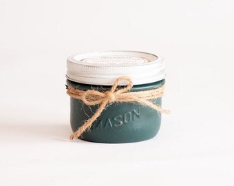 Distressed Mason Jar Soy Candle ~ Black Raspberry Vanilla/Atlantic Green 8oz
