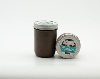 Distressed Mason Jar Soy Candle ~ Egg Nog/Dark Chocolate 16oz